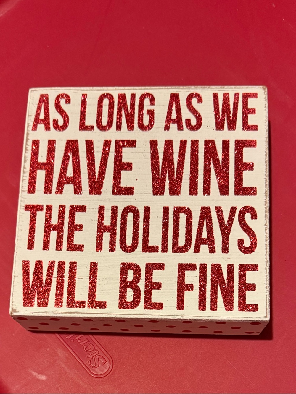Holiday Wine Glitter Block Sign - Mini Size